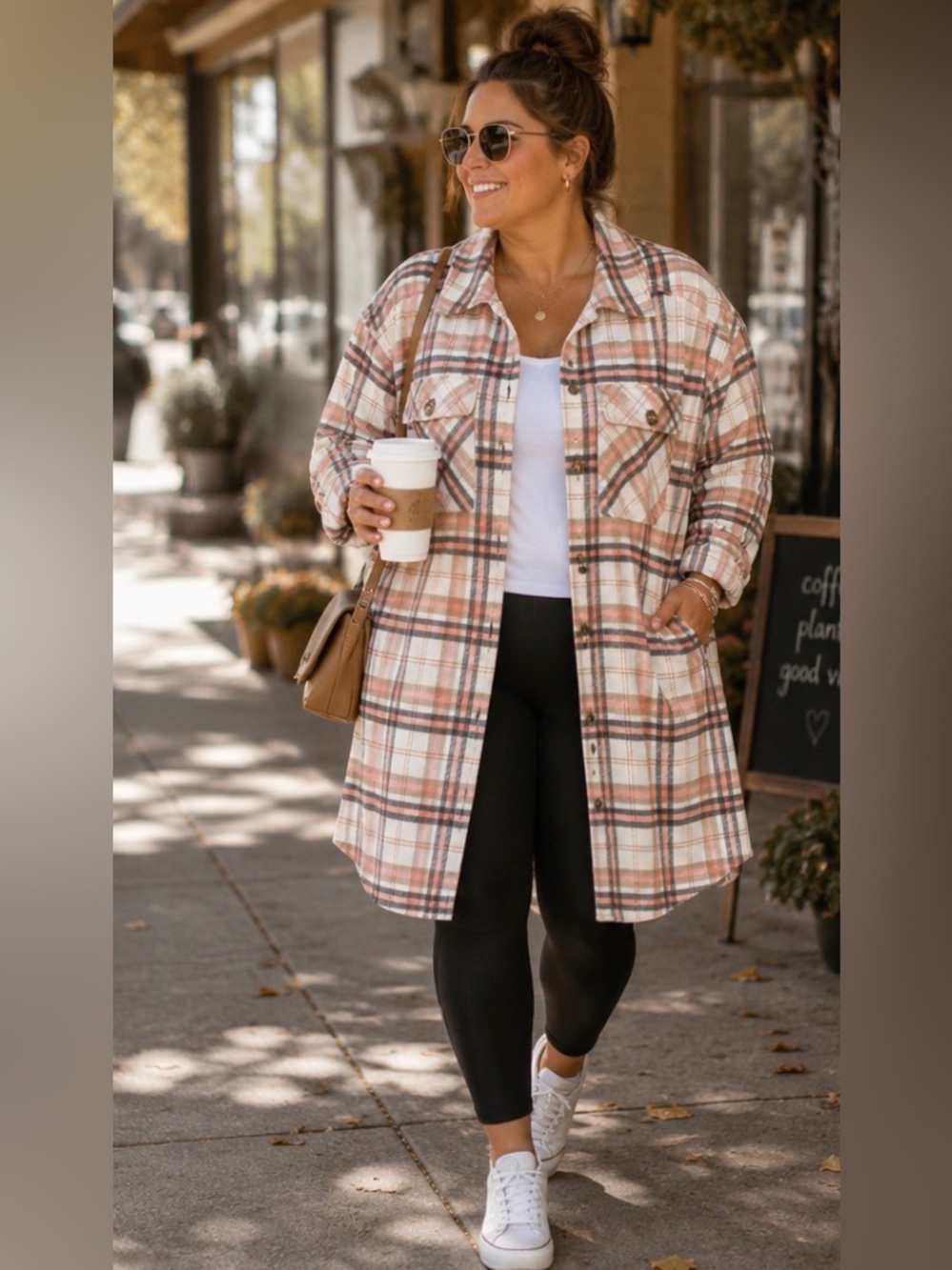 Sabrina Lauren Pink Cream Plaid Fringe Teddy Jacket